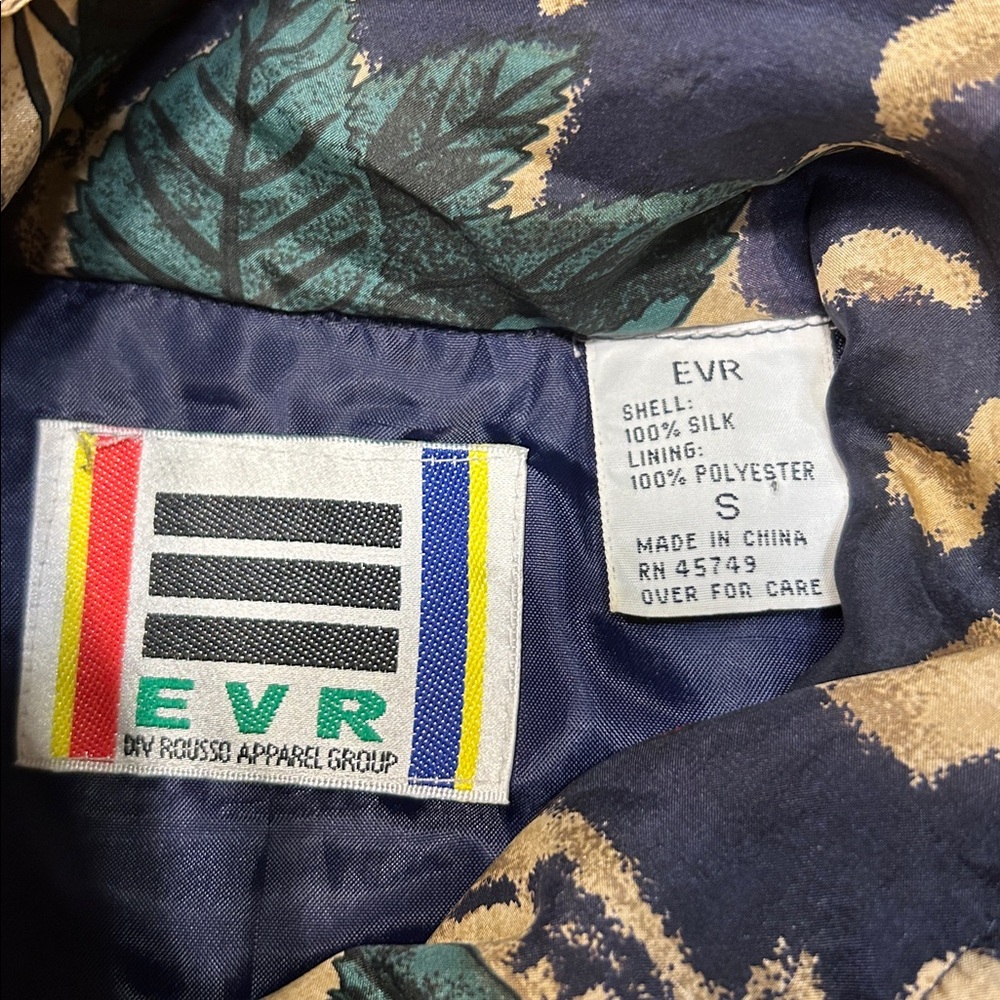 EVR 100% Silk Full Zip Cherry Botanical Pattern Lightweight Vtg Bomber Jacket - Picture 4 of 8
